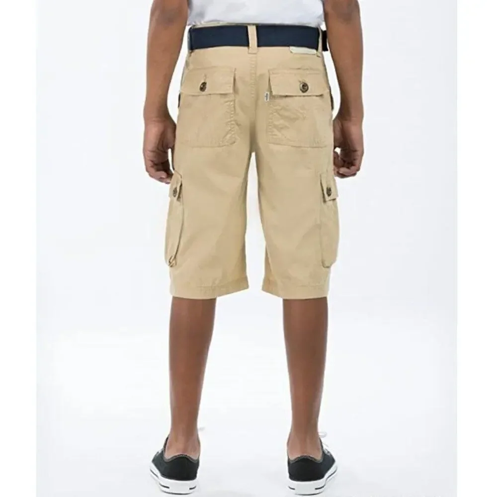 Levi's Boys Belted Cargo Shorts Size 6 Reg Khaki Cotton Casual Summer School New